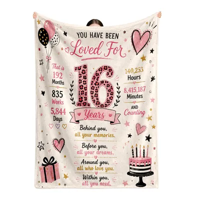 Loved for 16 Years Blanket: A Sweet Sixteen Keepsake