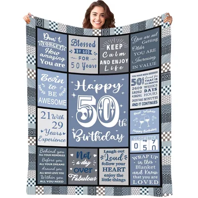 50th Birthday Milestone Quotes Blanket for a Big Year