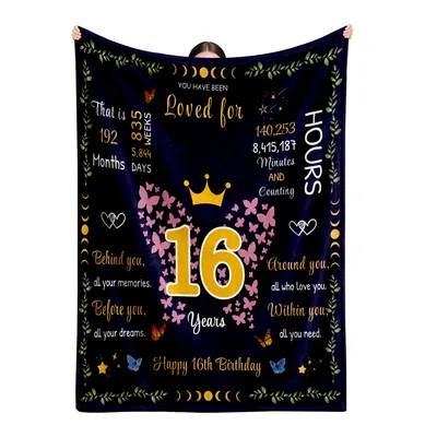 16 Years Loved Birthday Blanket for a Sweet Sixteen