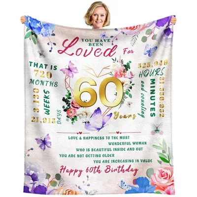60th Birthday Women Floral Blanket: Sixty Years of Love