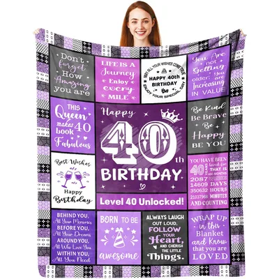 Happy 40th Birthday Purple Blanket Celebrating Four Decades of Life