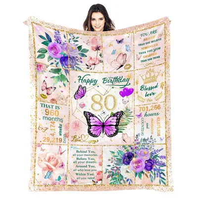Happy 80th Birthday Blanket: A Butterfly Keepsake for Eighty Years