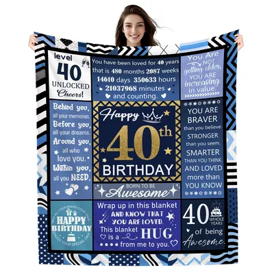 Men's 40th Birthday Blanket: Level 40 Unlocked