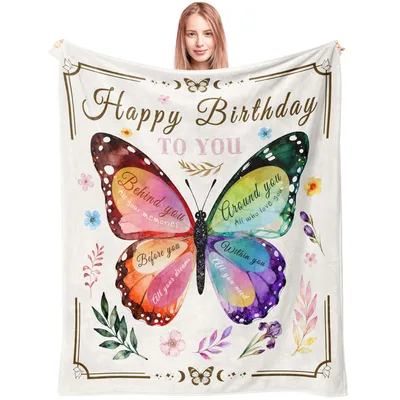 Birthday Butterfly Blanket for Her, Warm and Bright