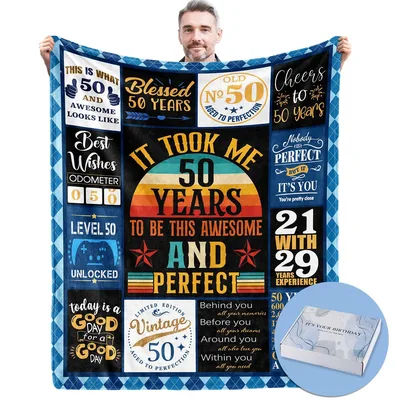 50th Birthday Celebration Blanket for a Milestone Year