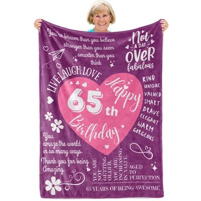 65th Birthday Women Blanket featuring a pink heart