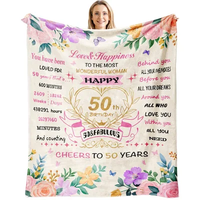 Happy 50th Birthday Wonderful Blanket for Women