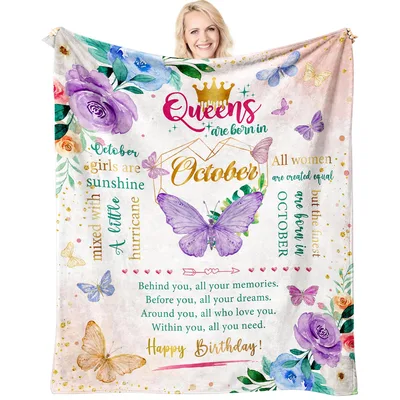Queens are Born Blanket for October Birthdays