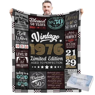 50th Birthday Milestone Blanket Celebrating Vintage 1976 Births
