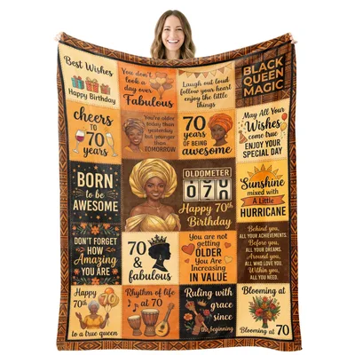 Black Woman 70th Birthday Blanket for a Bold Queen