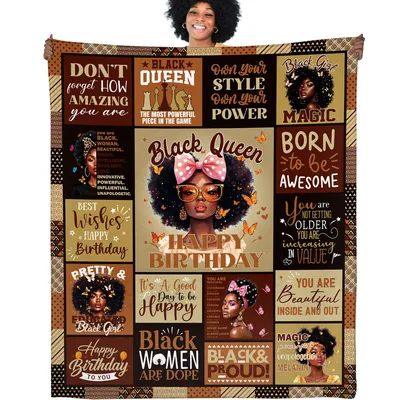 Afro Queen Birthday Blanket for a Bold Celebration