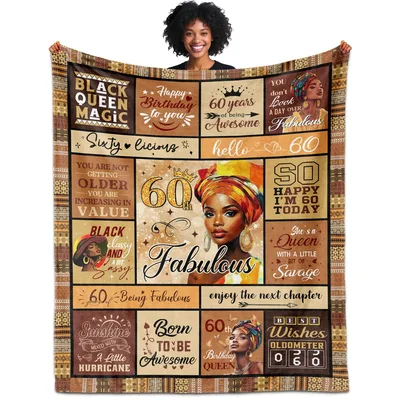 Black Queen Magic Happy Birthday Blanket for a 60th Celebration