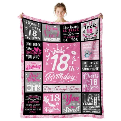 18th Birthday Blanket for a Girl Turning 18