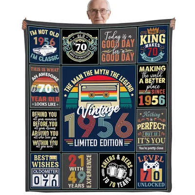 Vintage 1956 70th Birthday Man Blanket: Retro Celebration Design