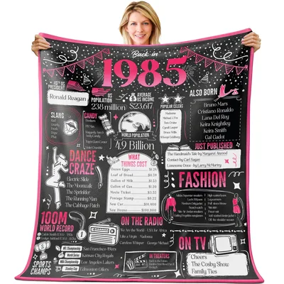 41st Birthday Nostalgia 1985 Blanket features a chalkboard