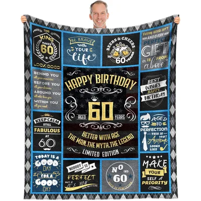 Happy 60th Birthday Man Myth Legend Blanket Celebrating Six Decades
