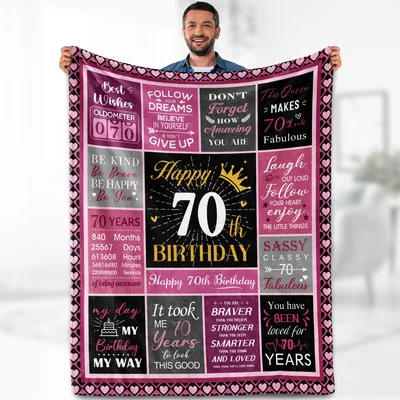 70th Birthday Quotes Blanket Celebrating Seven Decades of Life