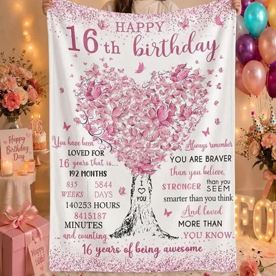 16th Birthday Butterfly Tree Blanket for a Milestone Year