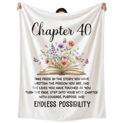Chapter 40 Floral Book Blanket for a 40th Birthday