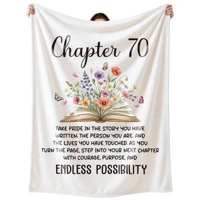 70th Birthday Book Flowers Blanket featuring an open book