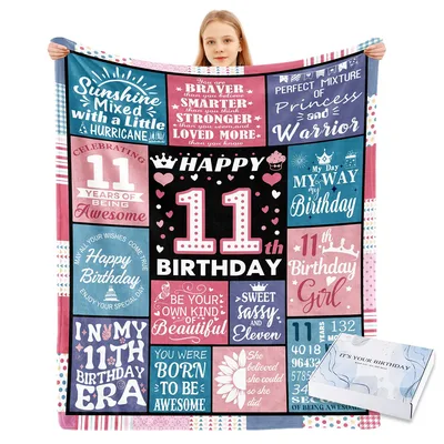 11th Birthday Girl Blanket: Bold Sayings for Eleven