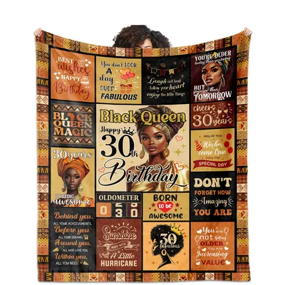 Black Woman 30th Birthday Blanket Celebrating a Black Queen at 30