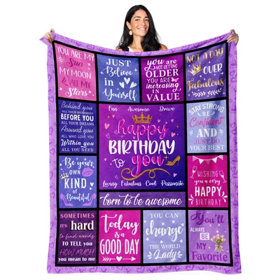 Birthday for Women Blanket: Fabulous Sayings in Purple