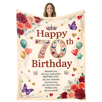 70th Birthday Floral Blanket Celebrating Seven Decades of Life