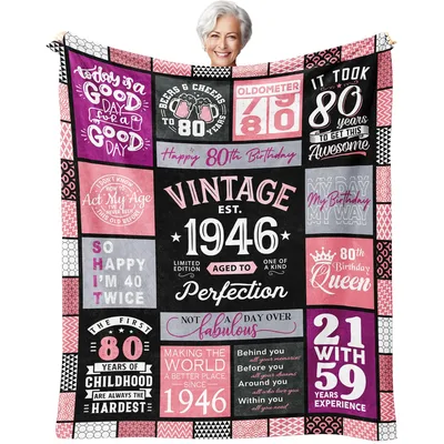 Vintage Est 1946 80th Blanket Celebrating Eight Decades of Life