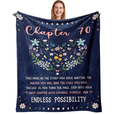 70th Birthday Floral Heart Blanket Celebrating Chapter 70
