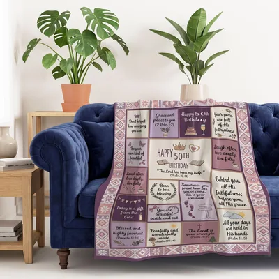 Christian 50th Birthday Blanket for a Faithful Friend