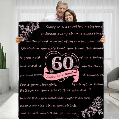 Happy 60th Birthday Inspirational Blanket featuring a sparkling heart