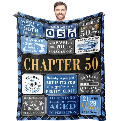 50th Birthday Man Blanket: Chapter 50 Themed Throw for Him
