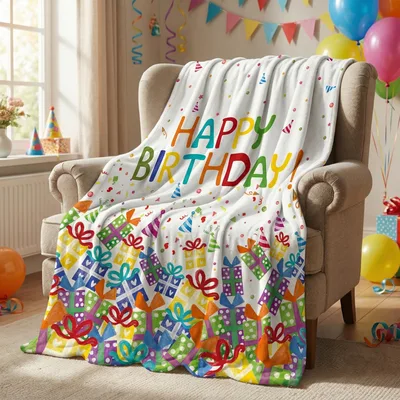 Birthday Party Blanket: Happy Birthday Confetti Throw