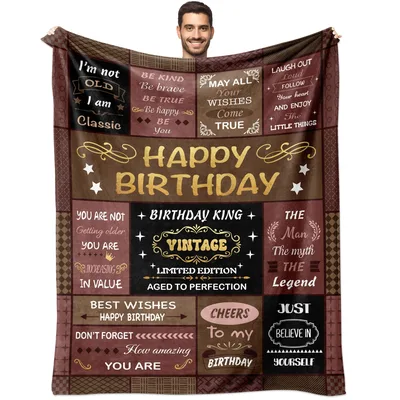Vintage Birthday Men Blanket featuring Vintage Special Edition