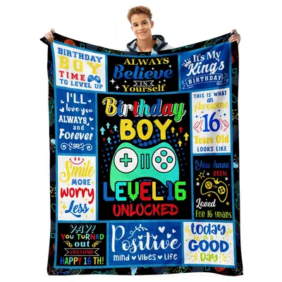 Birthday Boy Level 16 Blanket for a 16th Birthday Gamer