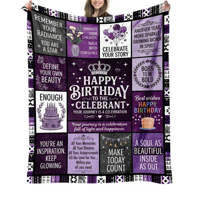 Birthday Celebrant Blanket: Purple Quote Throw