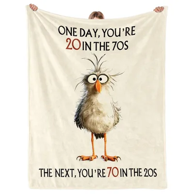 Funny 70th Birthday Bird Blanket: Wild Feathers and Decade Jokes