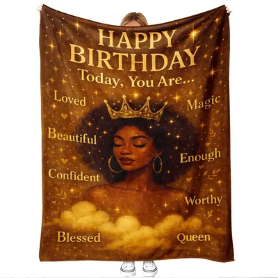 Queen Affirmations Blanket: Birthday Positivity Throw