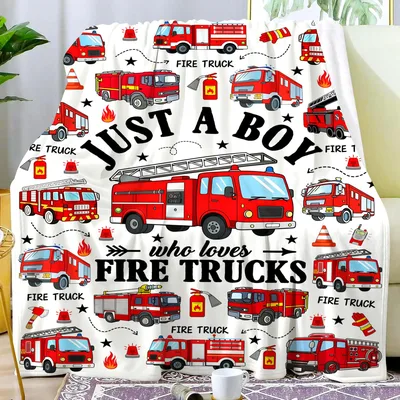 Fire Trucks and Flames Blanket for Little Firefighter Fans