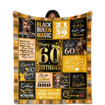 Black Queen 60th Birthday Blanket for Her Milestone
