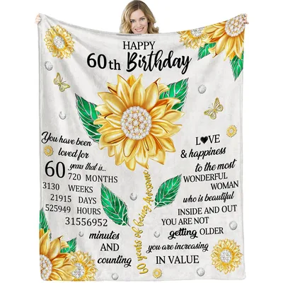 60th Birthday Sunflower Blanket Celebrating Six Decades of Value