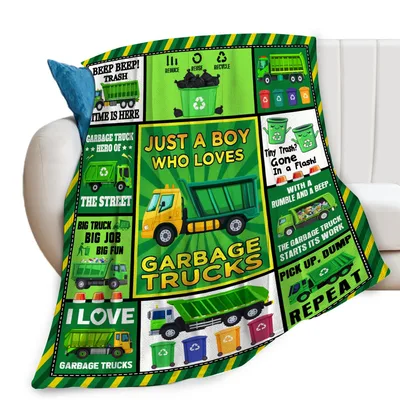 Garbage Truck Boy Blanket: Just a Boy Who Loves Garbage Trucks Design