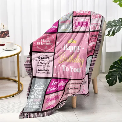 Pink Birthday Quotes Blanket for a Birthday Gift