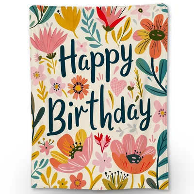 Birthday Flowers Design Blanket: Cheerful Floral Throw