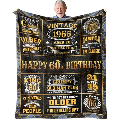 Vintage 1966 Aged Blanket for a 60th Birthday