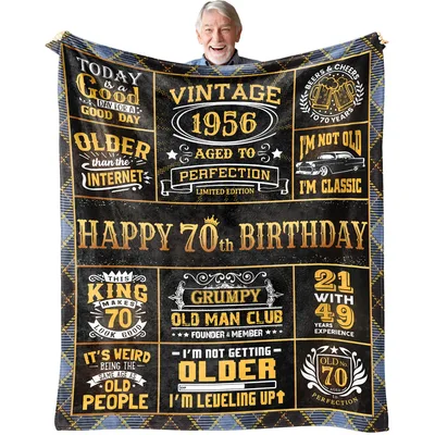 70th Birthday Humor Blanket featuring Vintage 1956