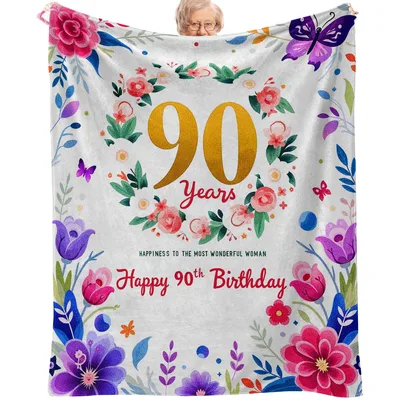 90 Year Old Woman Birthday Blanket for a Milestone Celebration