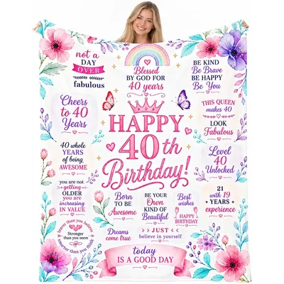 not a day over fabulous Blessed Blanket Happy 40th Birthday Design