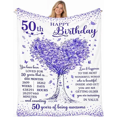 Womans 50th Birthday Blanket for a Milestone Year